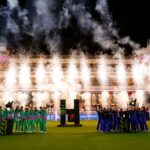 Oval Invincibles (left) and London Spirit celebrate winning The Hundred Final's at Lord's in August. Pic: PA