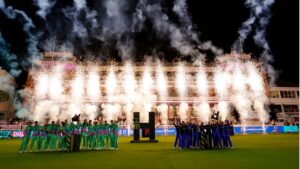 Oval Invincibles (left) and London Spirit celebrate winning The Hundred Final's at Lord's in August. Pic: PA